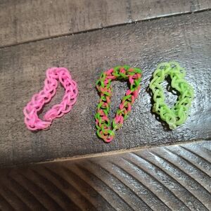 Handmade Wicked-Inspired Pink & Green Bracelet Set (3 Bracelets) - Size 4 Inches